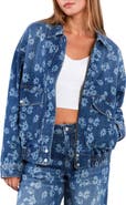 HINT OF BLU Floral Stretch Denim Jacket