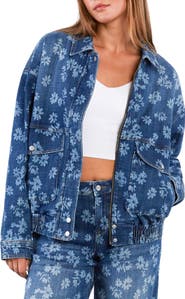 HINT OF BLU Floral Stretch Denim Jacket