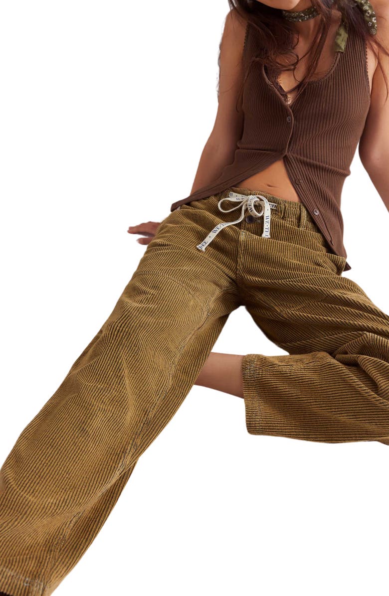 Free People Roscoe Barrel Leg Cotton Corduroy Pants, Alternate, color, 