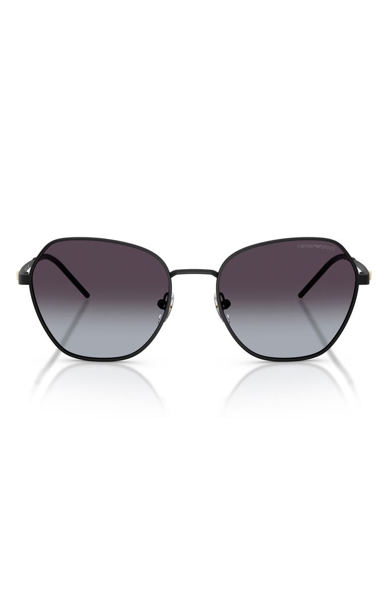 Emporio Armani 55mm Irregular Sunglasses, Main, color, Matte Black / Grey Gradient