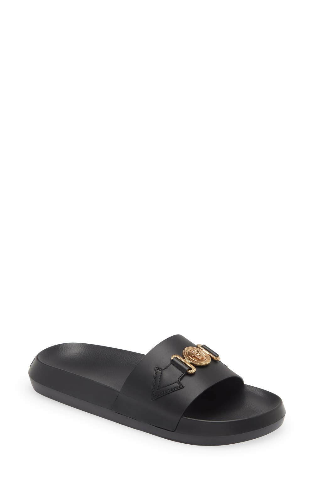 Biggie Medusa Slide Sandal, color, BLACK GOLD