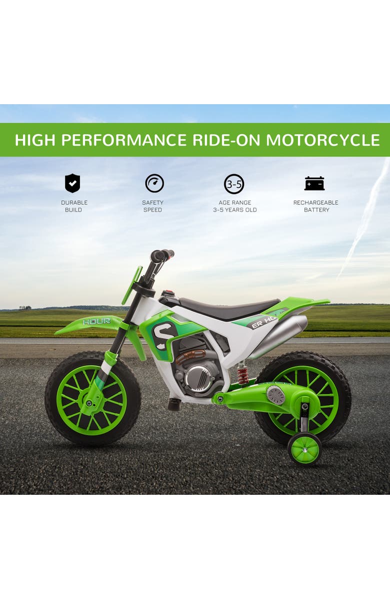 Aosom 12V Kids Dirt Bike Ride-On Toy, Alternate, color, Green