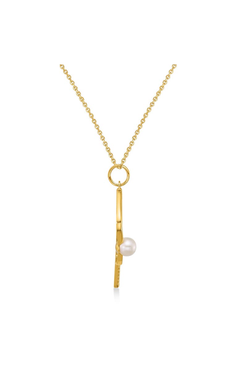 ALLUREZ Cultured Pearl Ball & Pickleball Paddle Pendant Necklace 14K, Alternate, color, Yellow Gold