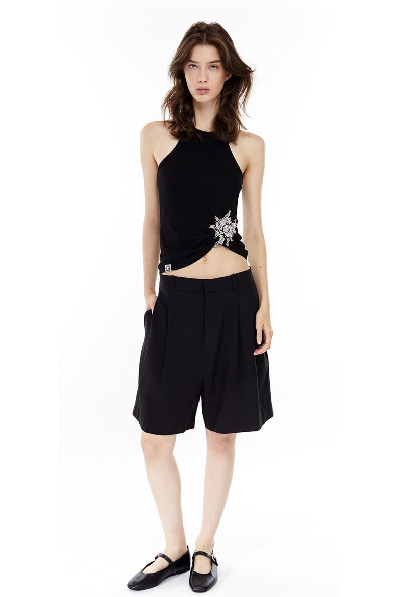 Ribbed Sunrose Tank Top, Alternate, color, Black