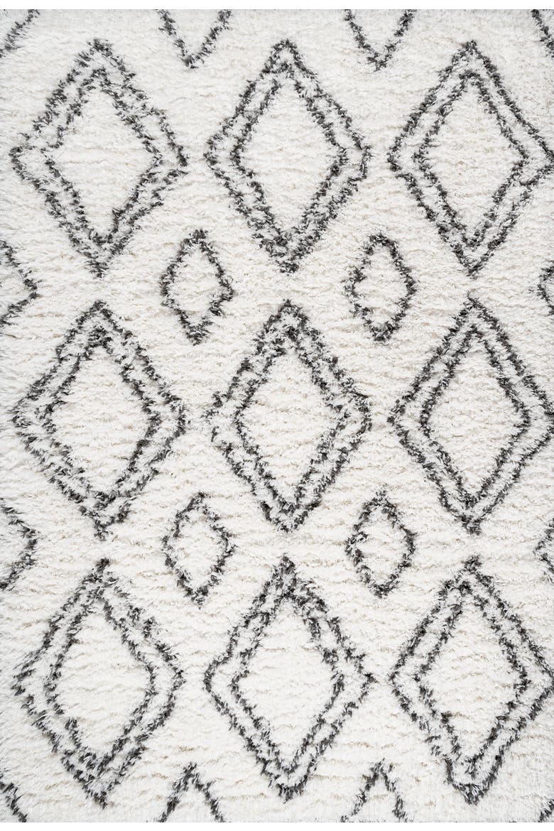 Beni Moroccan Style Diamond Shag Area Rug, Main, color, Ivory/Dark Gray
