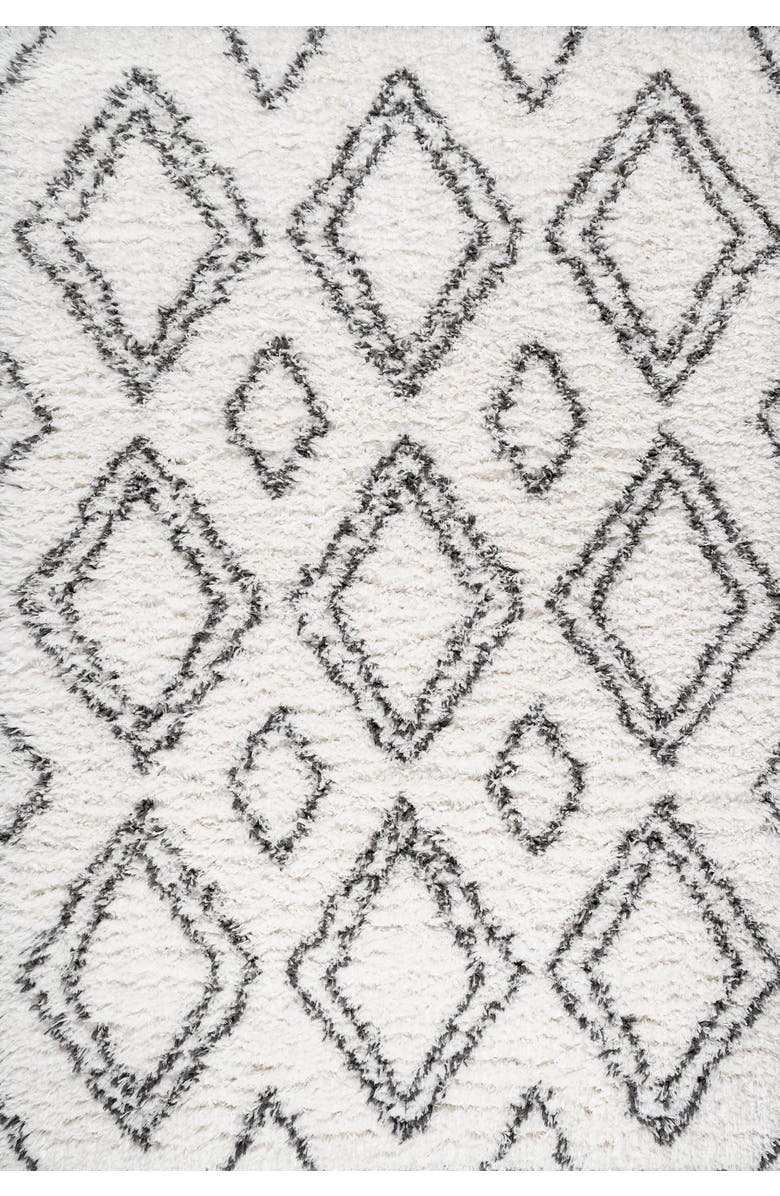 JONATHAN Y Beni Moroccan Style Diamond Shag Area Rug, Main, color, Ivory/Dark Gray