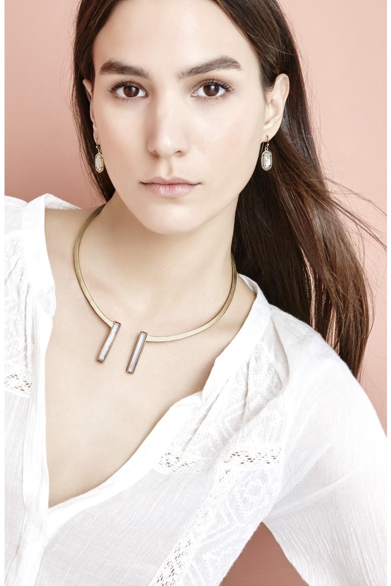 'Tristan' Hinge Station Collar Necklace, Alternate, color, BLACK MOP/ GUNMETAL