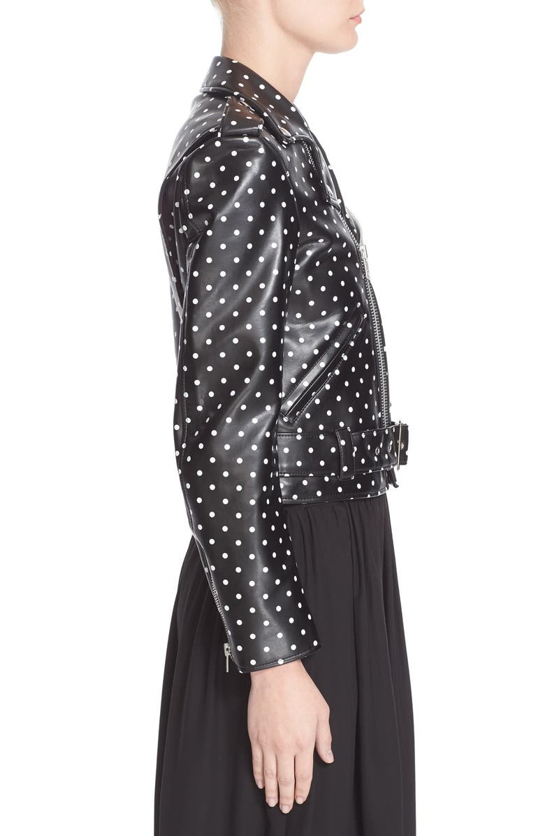 Comme des Garçons Polka Dot Faux Leather Moto Jacket, Alternate, color,