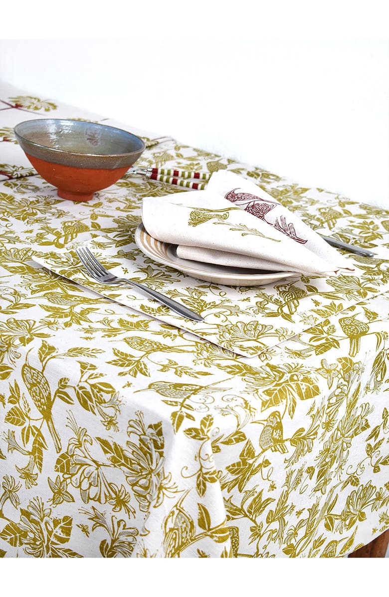 FRENCH HOME Honeysuckle Botanical Tablecloth, Alternate, color, Chartreuse