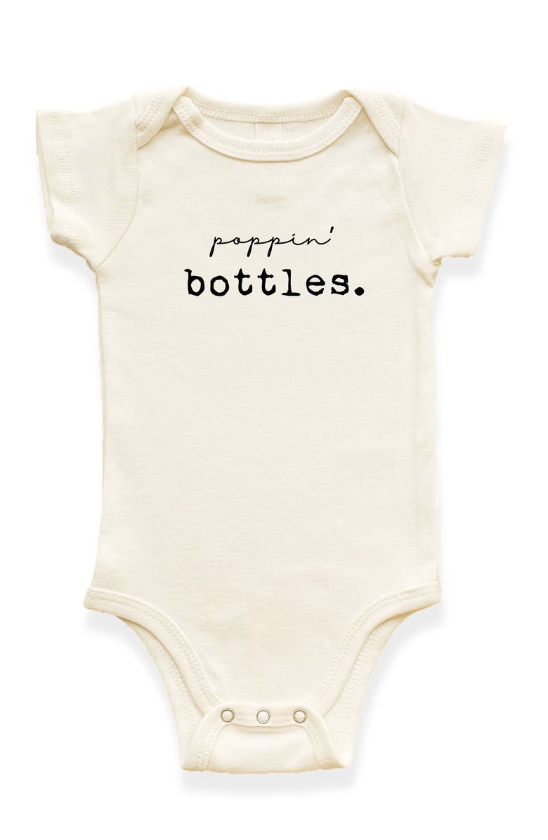 Tenth & Pine Poppin' Bottles Organic Cotton Baby Bodysuit, Main, color, Natural