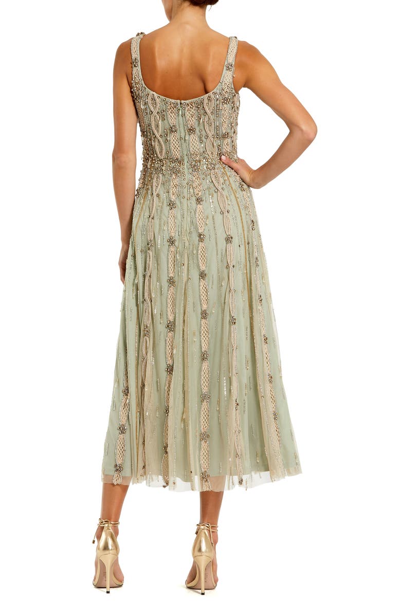 Mac Duggal Embellished Mesh Sleeveless Scoop Neck Midi Dress, Alternate, color, Light/Pastel Green