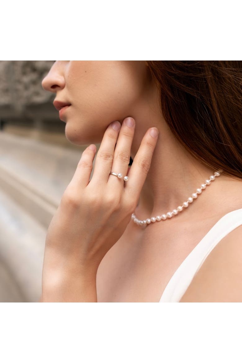 Double Pearl Sterling Silver Adjustable Open Ring, Alternate, color, Silver