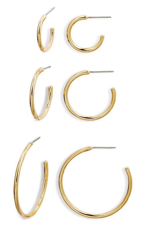 Nordstrom Demi Fine Set Of 3 Skinny Hoop Earrings In 14k Gold Plated