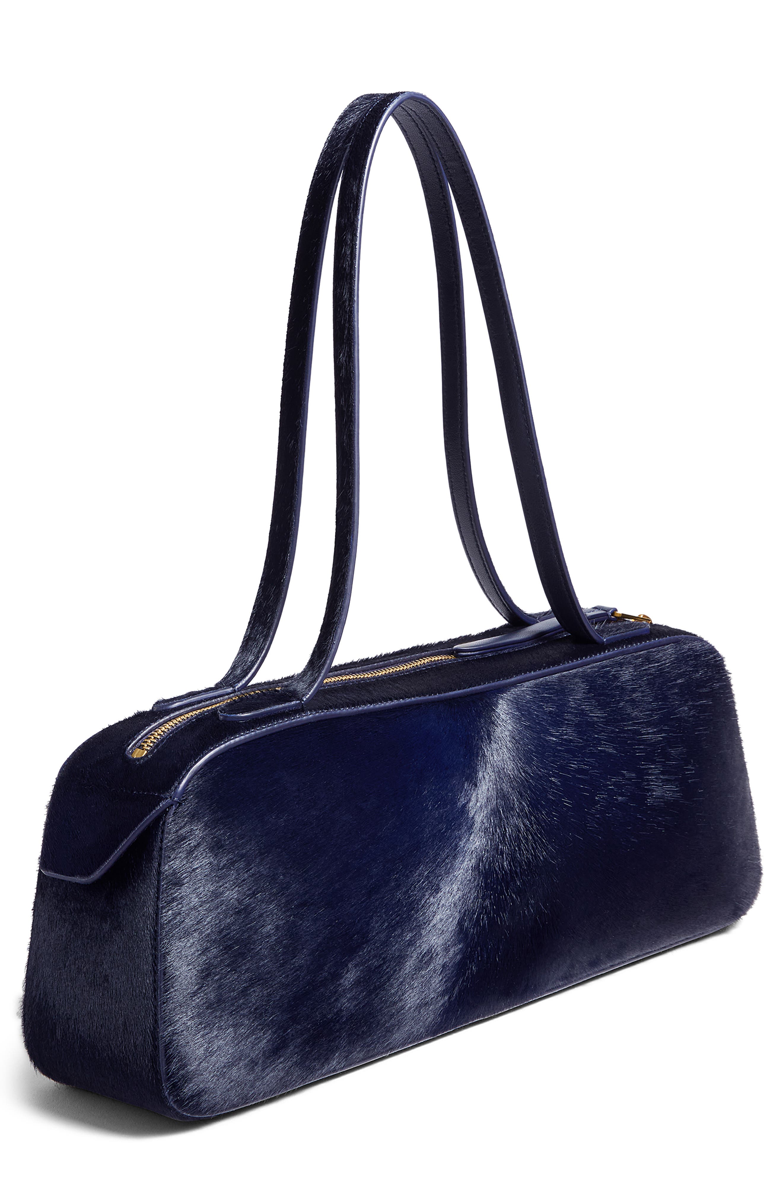 Khaite Simona Genuine Calf Hair Shoulder Bag, Alternate, color, Midnight Navy