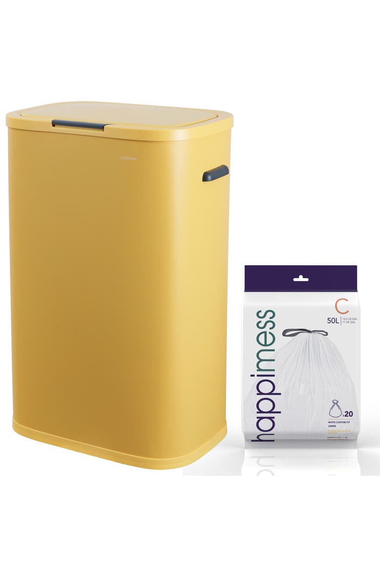 Tammi Kitchen 14.5-Gallon Slim Metal Push Button Trash Can, Main, color, Daffodil Yellow