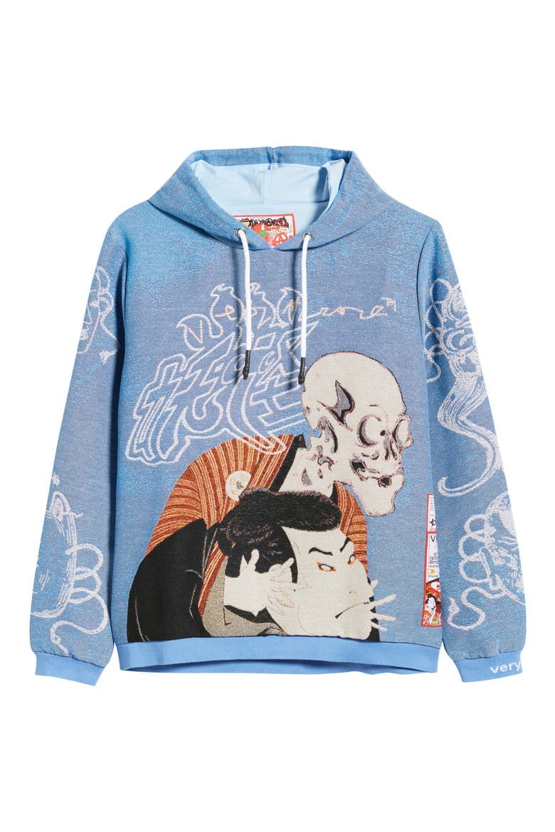 Yokai/Kabuki Hoodie, Alternate, color, BLUE
