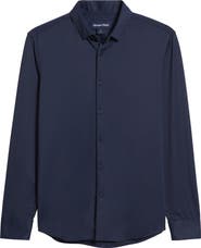 Mizzen+Main Halyard Trim Fit Solid Textured Knit Button-Up Shirt