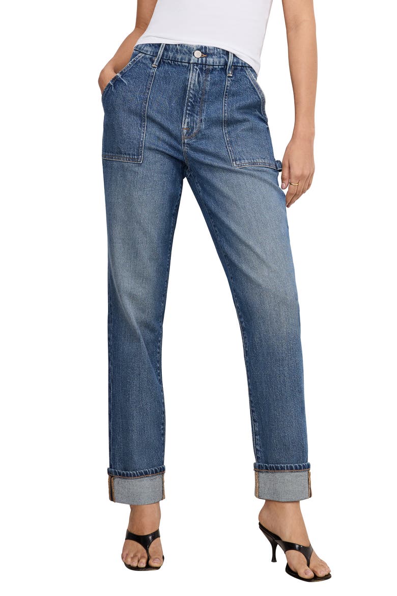 High Waist Straight Leg Carpenter Jeans, Main, color, INDIGO747