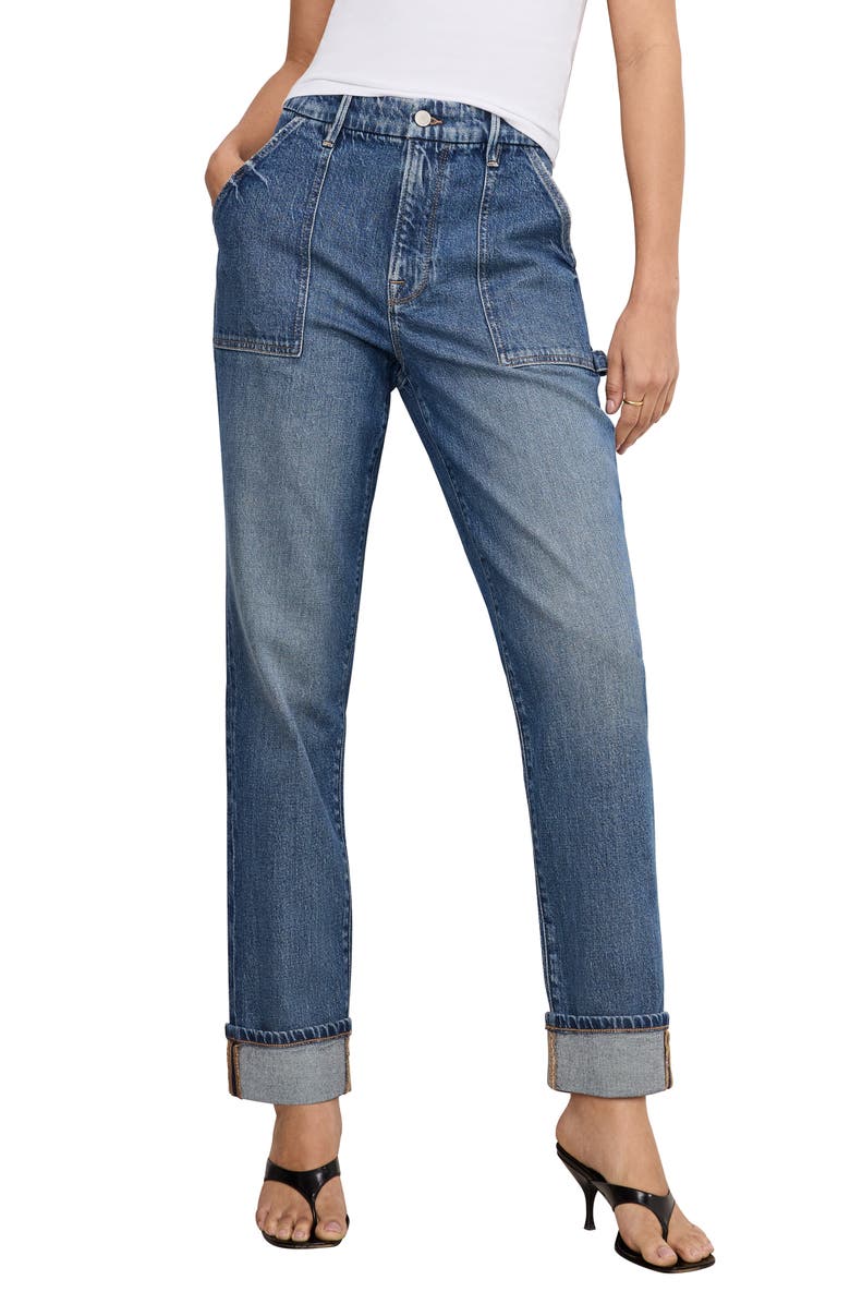 Good American High Waist Straight Leg Carpenter Jeans, Main, color,