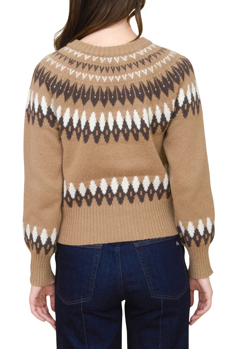 Blu Pepper Fair Isle Cardigan, Alternate, color, Khaki Multi