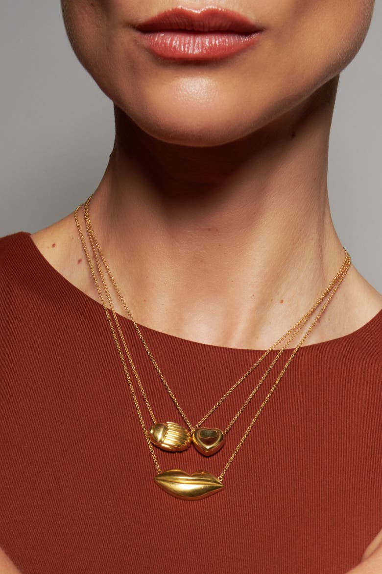 Agape Heart Necklace, Alternate, color, Yellow Gold