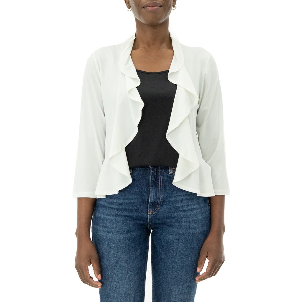 Nina Leonard Mesh Dot Bolero Cardigan In Ivory