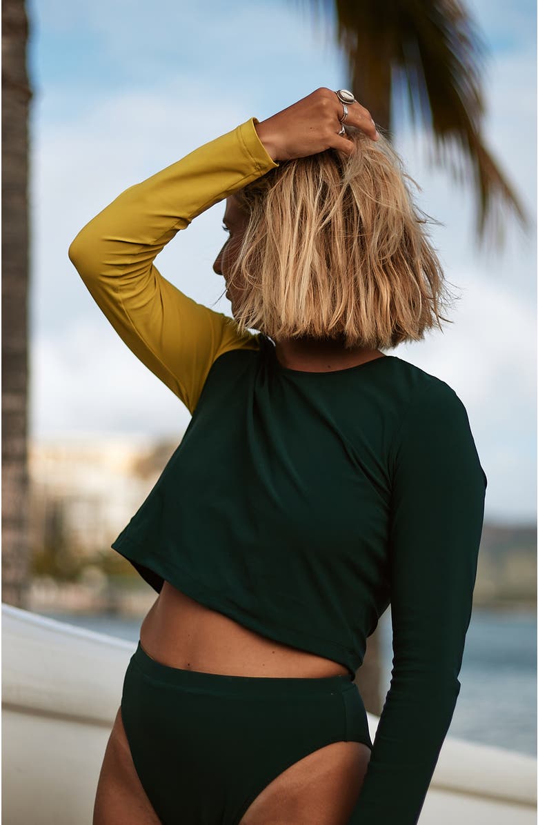 Ansea The Reversible High Waisted Bikini Brief, Alternate, color, Chartreuse/Forest