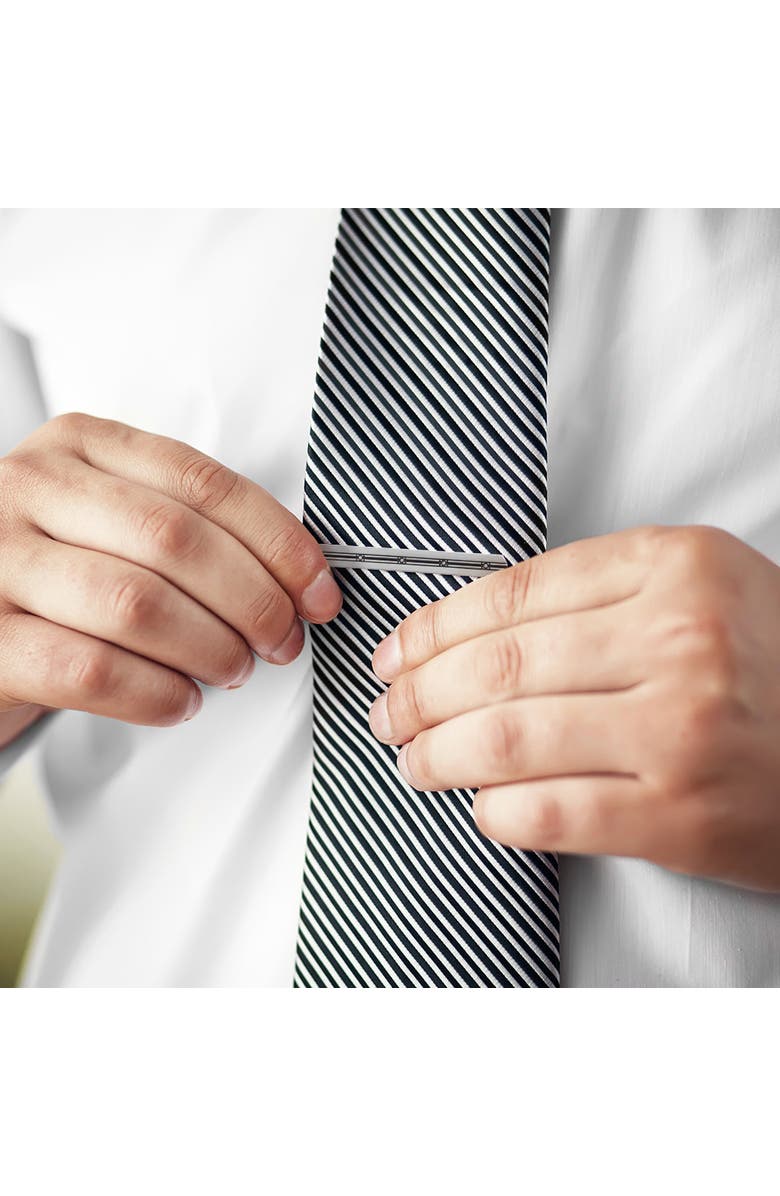 Link Up Black Square Pattern Center Tie Bar Cufflinks And Stud Sets, Alternate, color, Black