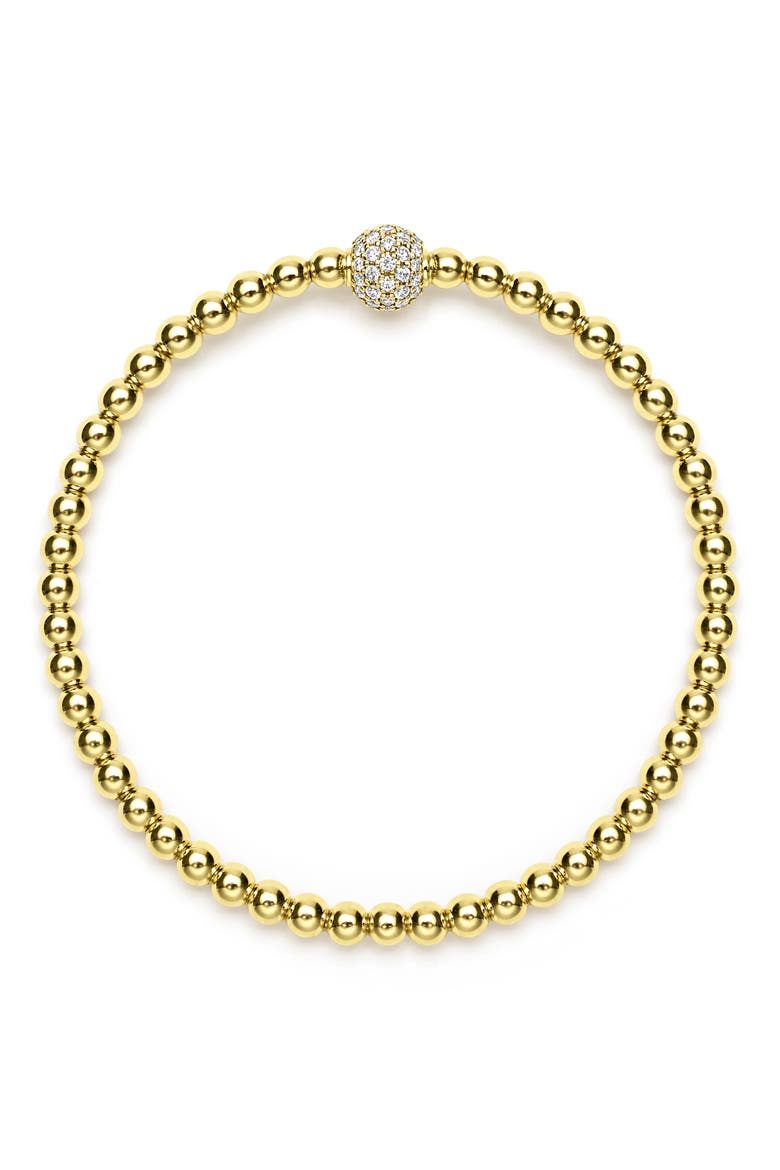 Pavé Diamond Ball Caviar Stretch Bracelet, Alternate, color, GOLD