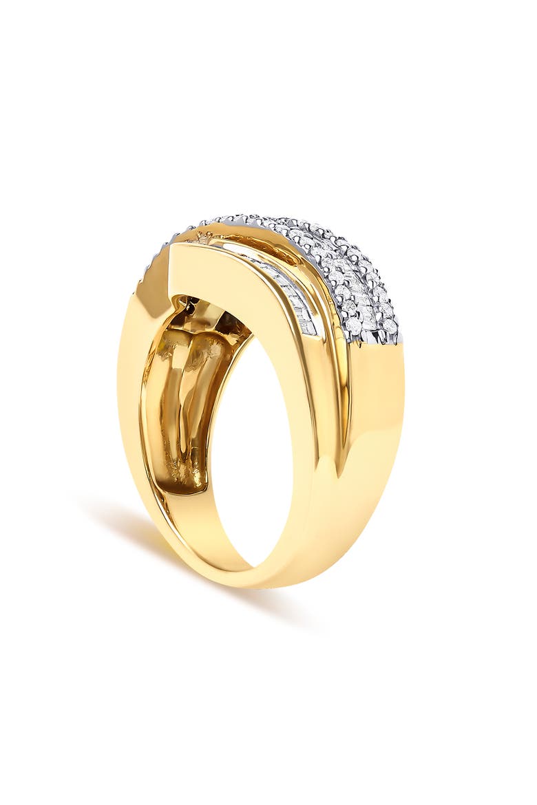 14K Yellow Gold 1.0 Cttw Diamond Wave Design Band Ring, Alternate, color, Yellow Gold