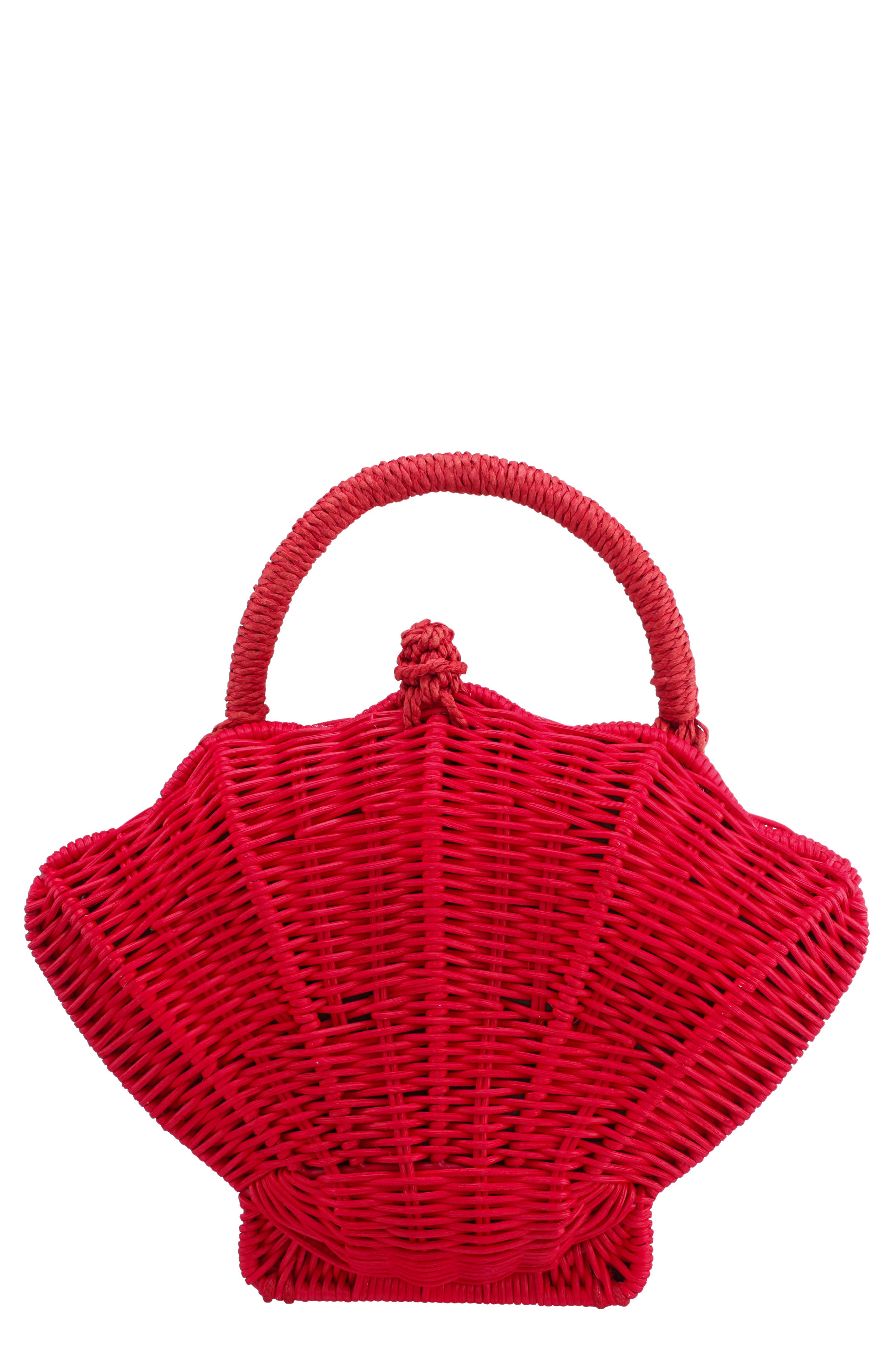 Nina Shelly Rattan Top Handle Bag, Main, color, Red