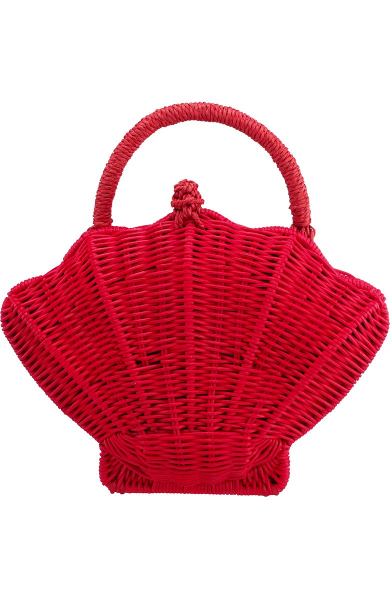 Nina Shelly Rattan Top Handle Bag, Main, color, Red