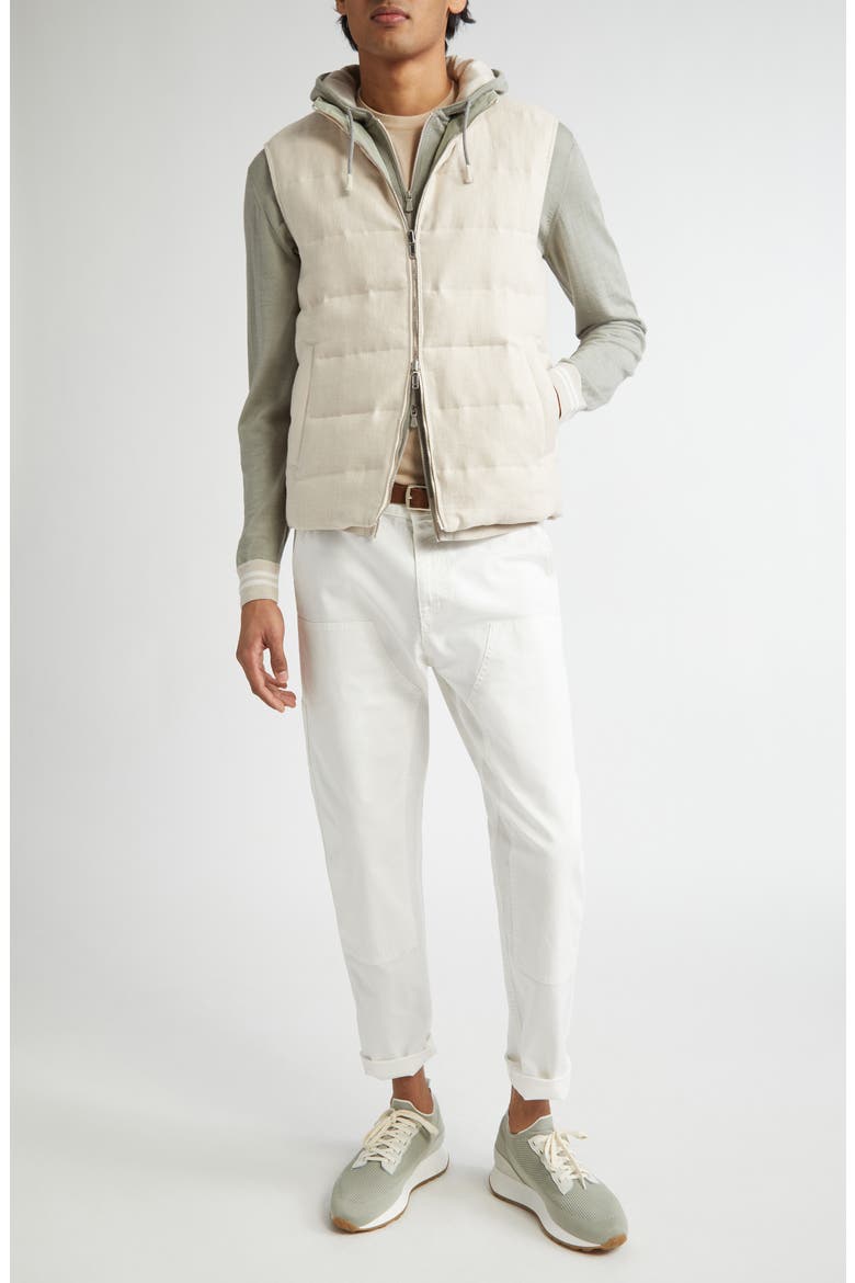 Reversible Linen Down Puffer Vest, Alternate, color, 02-07 SAND AND SAGE