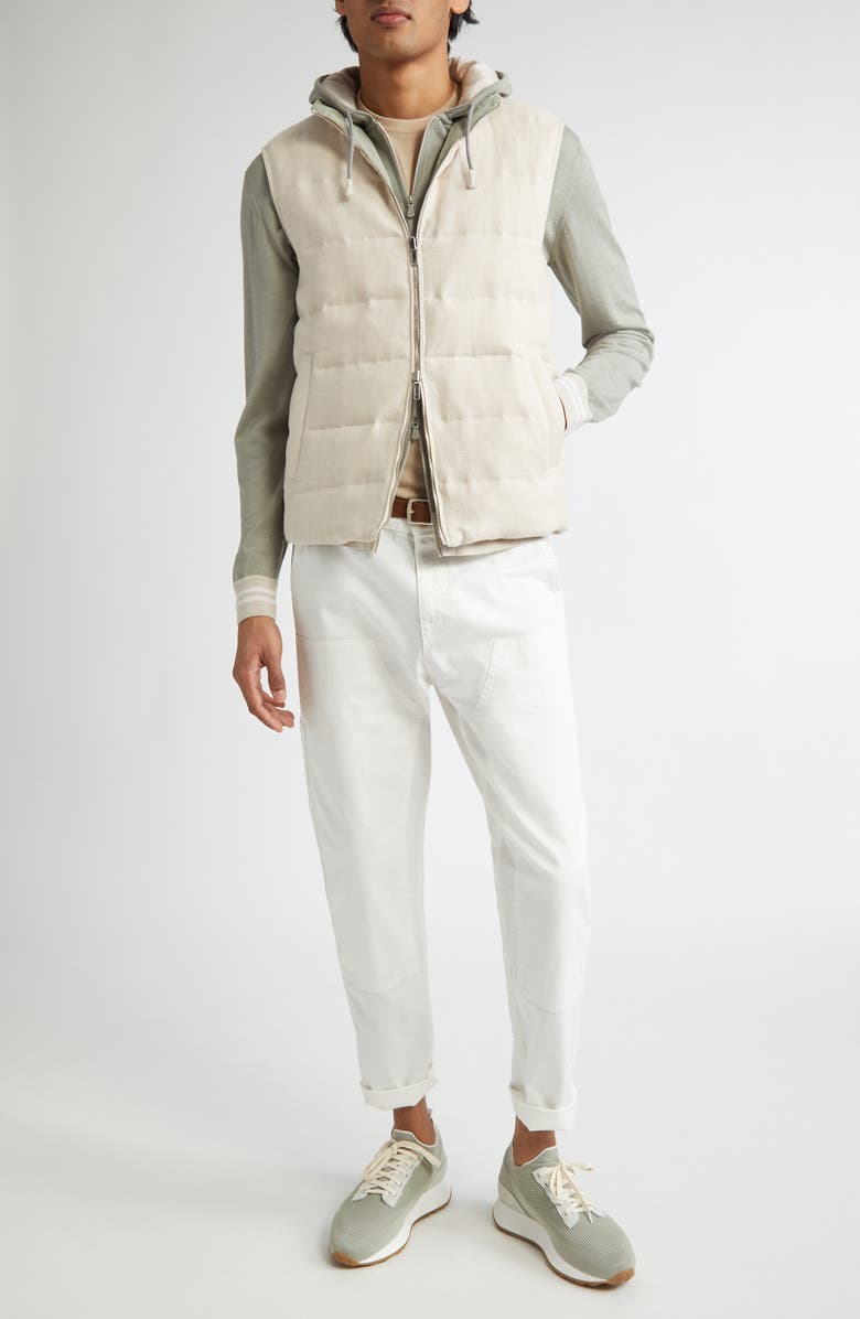Eleventy Reversible Linen Down Puffer Vest, Alternate, color, 02-07 Sand And Sage