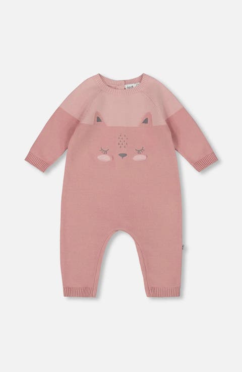 Knitted Bi-Color Cat Romper (Baby)