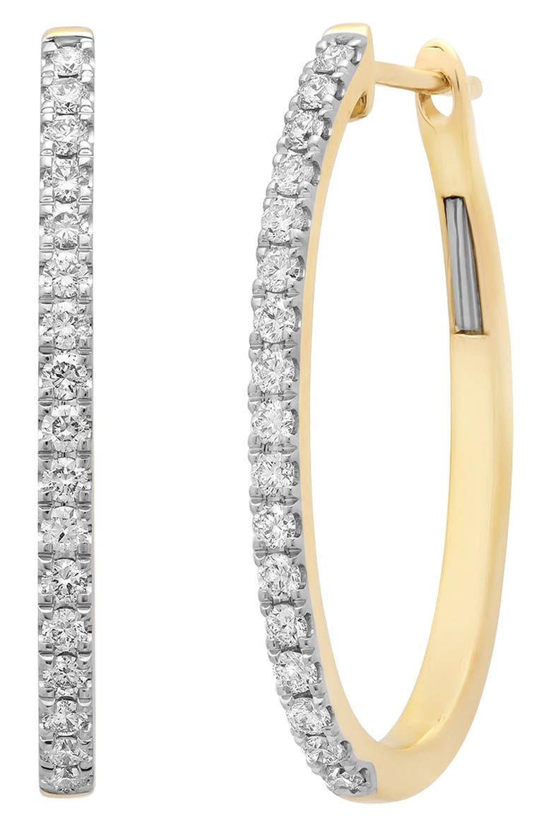 18k Gold Diamond Hoop Earrings, Main, color, 18K YELLOW GOLD