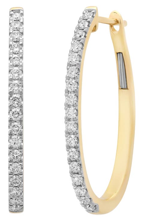 18k Gold Diamond Hoop Earrings
