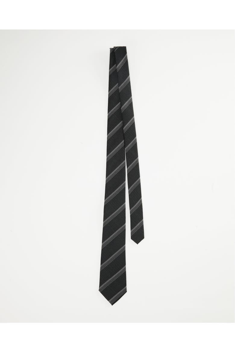 Triple-Striped Silk Jacquard Tie, Alternate, color, Charcoal