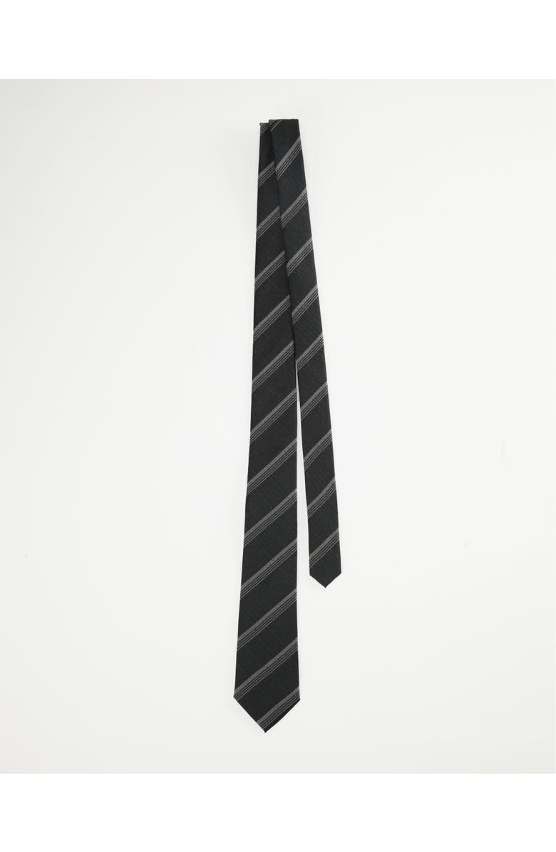 Knottery & Co Triple-Striped Silk Jacquard Tie, Alternate, color, Charcoal