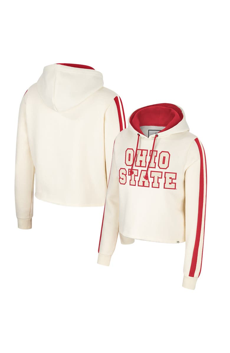COLOSSEUM Women's Colosseum Cream Ohio State Buckeyes Perfect Date Cropped Pullover Hoodie, Alternate, color, 