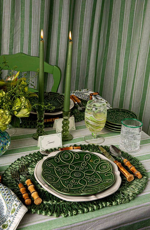 Juliska Veronica Beard Jardins Du Monde Assorted Green Party Plates, Set Of 4 In Basil