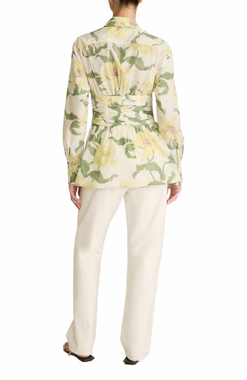 Rebecca Taylor Nouveau Fleur Bustier Button Down In Green