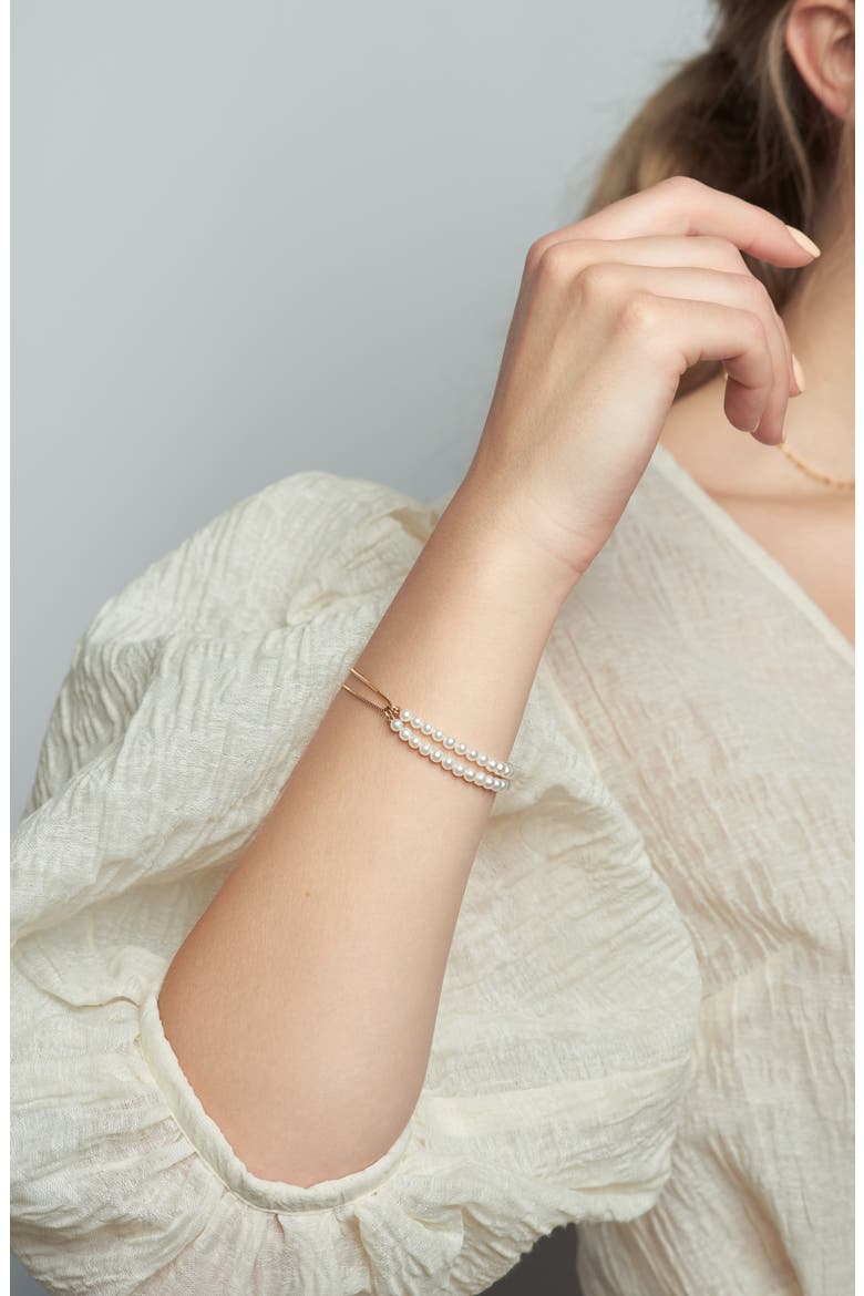 Double Box Chain Pearl Bracelet, Alternate, color, YELLOW GOLD