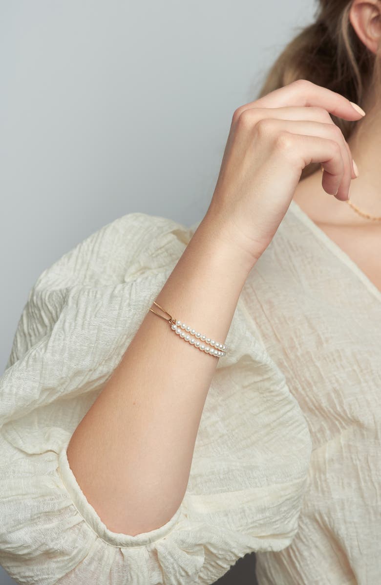 Poppy Finch Double Box Chain Pearl Bracelet, Alternate, color,