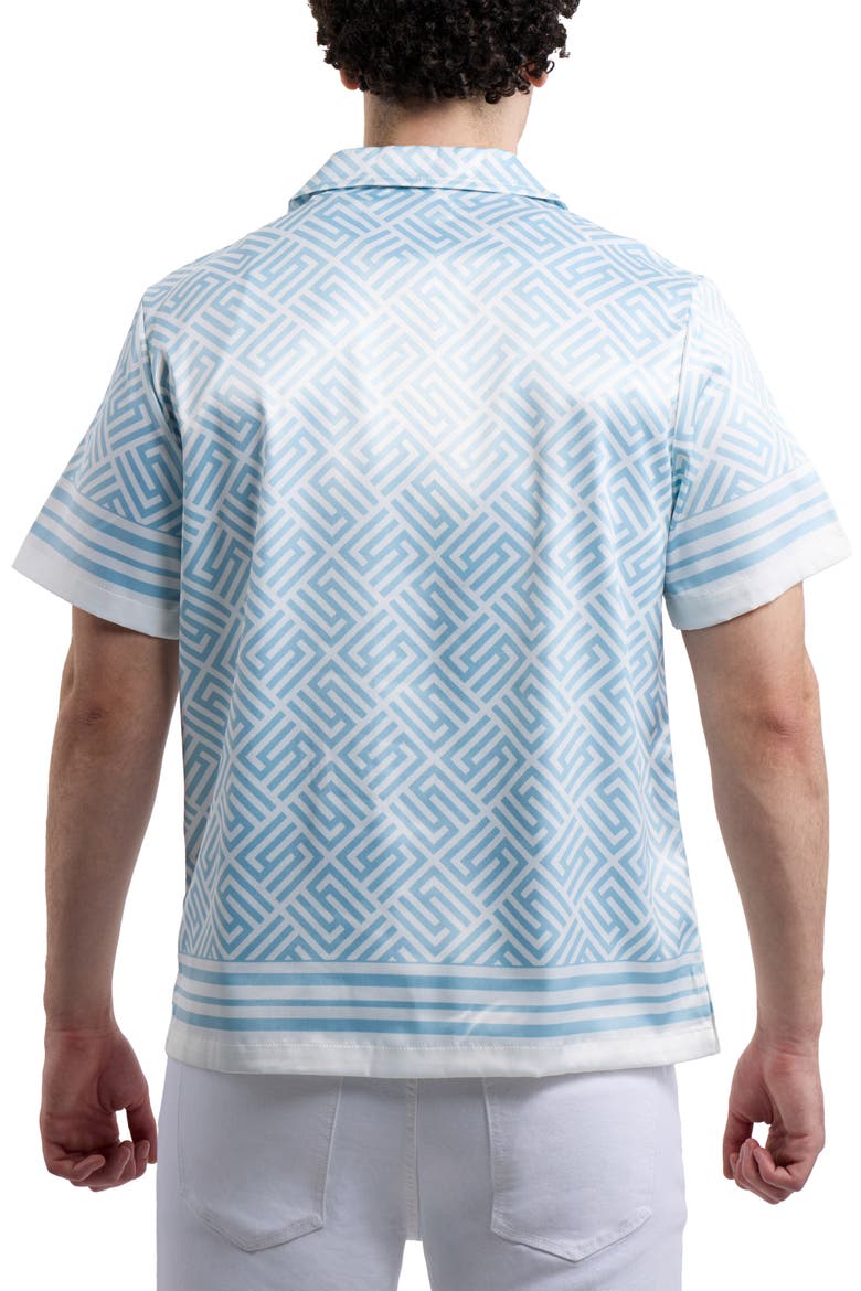 Rhombus Geo Print Camp Shirt, Alternate, color, BLUE