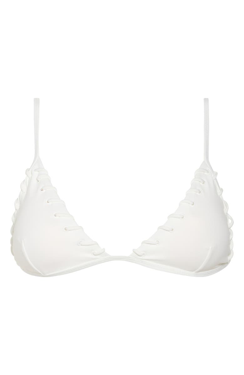 Good American Whipstitch Trim Bikini Top, Alternate, color, White001