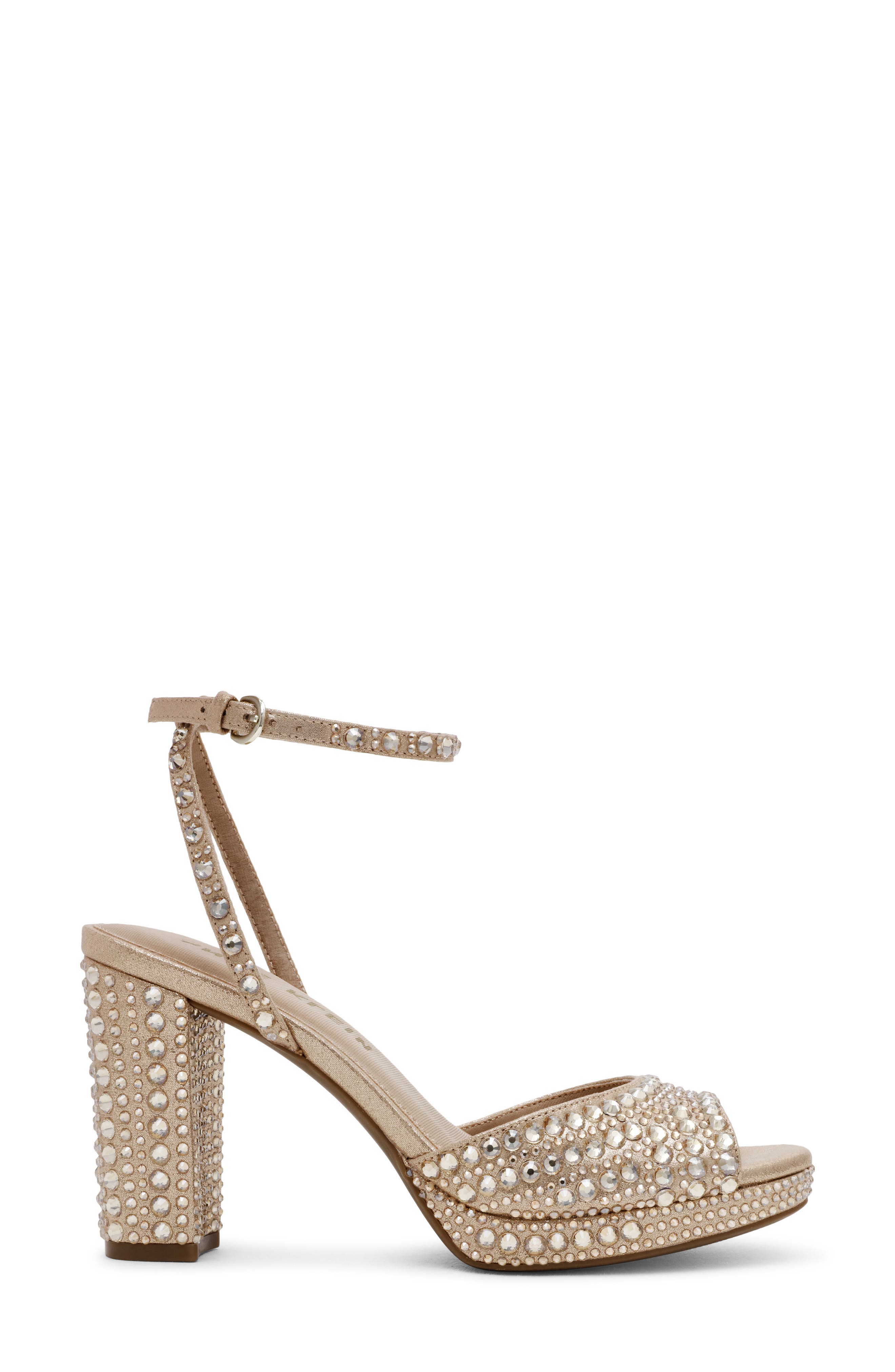 Anne Klein Vanna Ankle Strap Platform Sandal, Alternate, color, Platinum