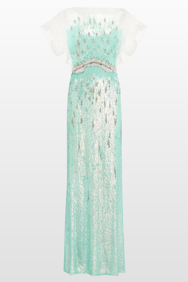 Magnolia Sequin-Embellished Dress, Main, color, Seafoam Green