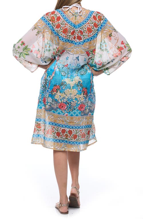 Ranee's Ranees Floral Pocket Cover-up Duster In Blue