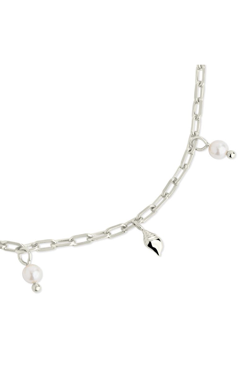 Sterling Forever Beverly Freshwater Pearl Charm Anklet, Alternate, color, 